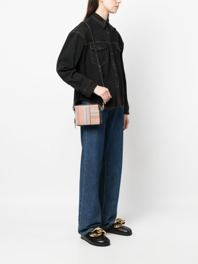 Ps By Paul Smith Signature Stripe Leather Crossbody Bag In Black