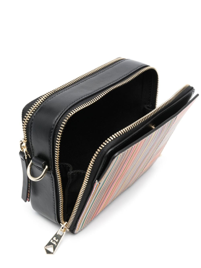 Shop Ps By Paul Smith Signature Stripe Leather Crossbody Bag In Black