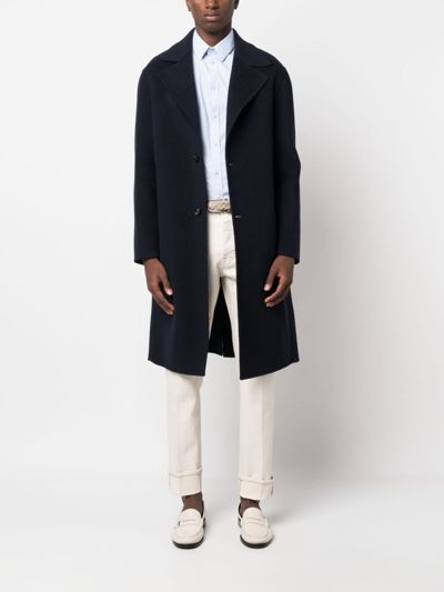 Shop Lardini Single-breasted Wool-blend Coat In Blue