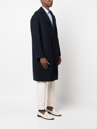 Shop Lardini Single-breasted Wool-blend Coat In Blue