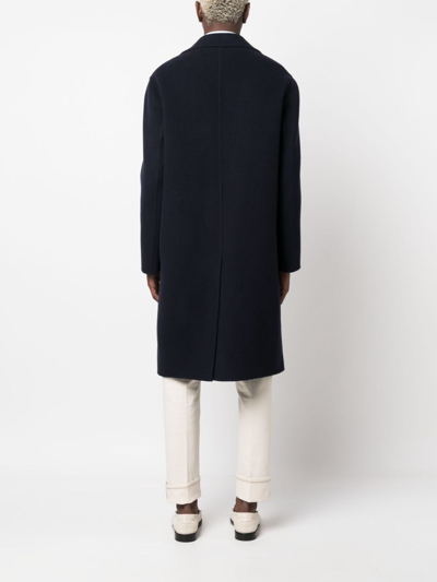 Shop Lardini Single-breasted Wool-blend Coat In Blue