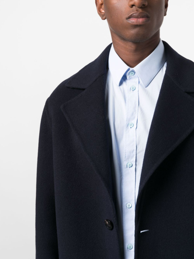 Shop Lardini Single-breasted Wool-blend Coat In Blue