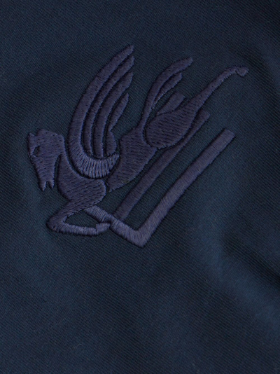 Etro Logo-embroidered Fitted T-shirt In Blue