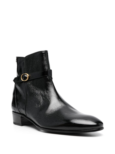 Shop Lidfort 35mm Patent Leather Ankle Boots In Black