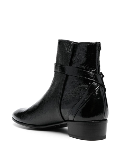 Shop Lidfort 35mm Patent Leather Ankle Boots In Black