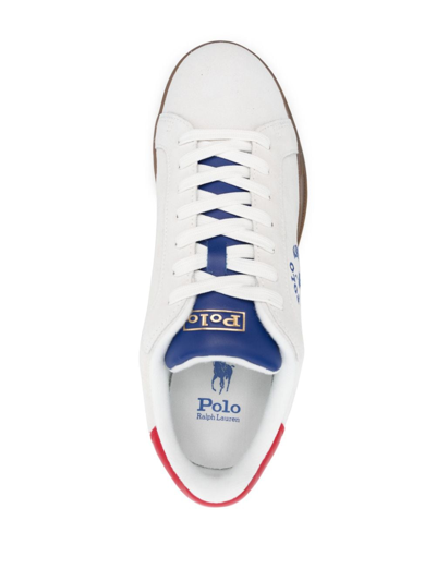 Shop Polo Ralph Lauren Logo-print Leather Sneakers In White