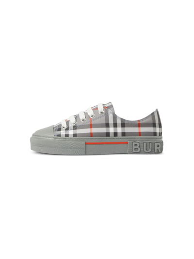 Shop Burberry Check-pattern Canvas Sneakers In Grey