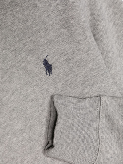 Shop Ralph Lauren Polo Pony-embroidered Hoodie In Grey