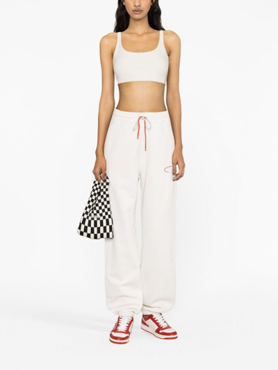 Shop Missoni Logo-embroidered Cotton Track Pants In White