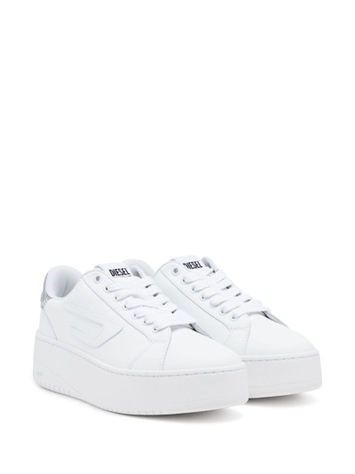 Shop Diesel S-athene Bold W Logo-appliqué Sneakers In White