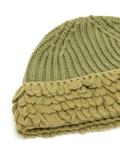 Moncler Ribbed Wool Beanie In Green