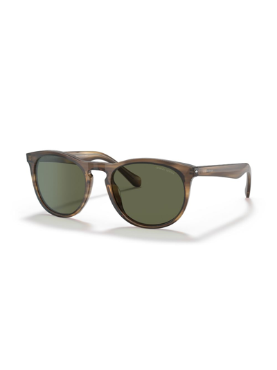 Shop Giorgio Armani Tortoiseshell-effect Round-frame Sunglasses In Brown