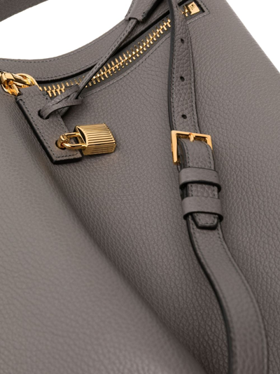 Shop Tom Ford Alix Leather Shoulder Bag In Grey