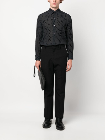Shop Fursac Polka-dot Crepe Shirt In Black