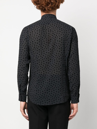 Shop Fursac Polka-dot Crepe Shirt In Black