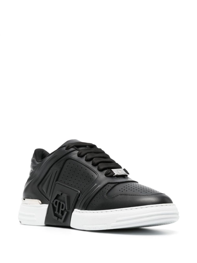 Shop Philipp Plein Nubuck Phantom Low-top Leather Sneakers In Black