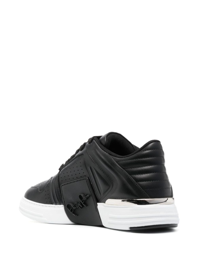 Shop Philipp Plein Nubuck Phantom Low-top Leather Sneakers In Black