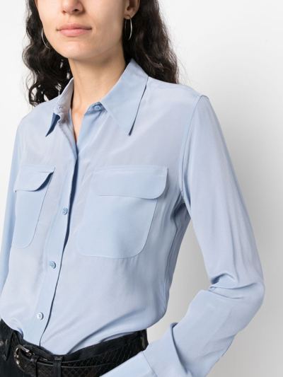 Shop Equipment Signature Silk Shirt In Blue