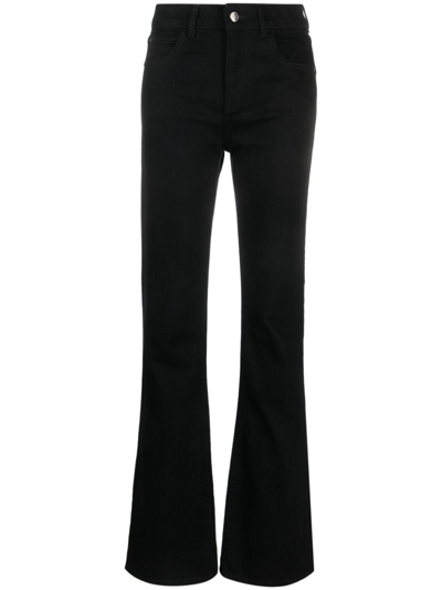 Shop Emporio Armani High-rise Flared Jeans In Black