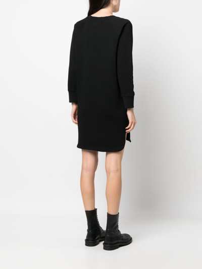 Zadig & Voltaire Zadig&voltaire Womens Noir Diaz Text-print Crewneck Cotton Mini Dress In Black