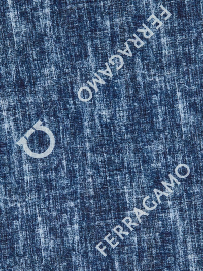 Shop Ferragamo Jacquard Logo-motif Shawl In Blue