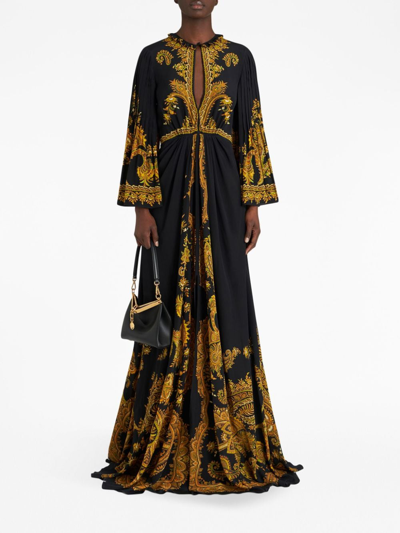 Shop Etro Paisley-print Silk Maxi Dress In Black
