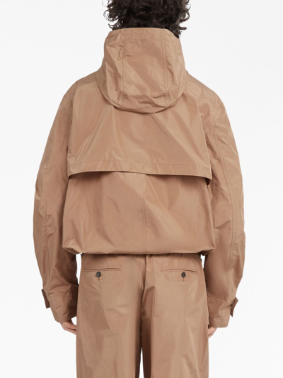 Shop Ferragamo Pockets Hooded Jacket In Neutrals