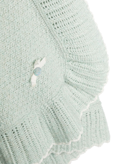 Shop Paz Rodriguez R&j Scallop-trim Fine-knit Blanket In Green