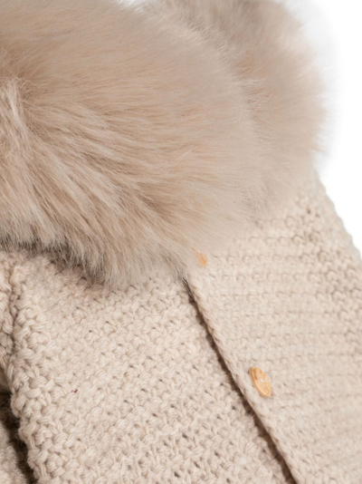 Paz Rodriguez Bambalina Hooded Knittted Coat In Neutrals