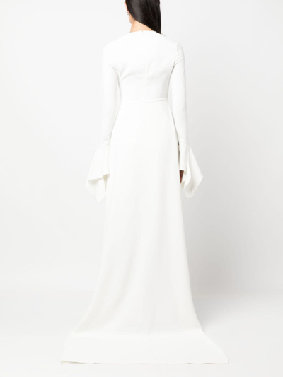 Shop Solace London Blake Flared-cuffs Gown In White