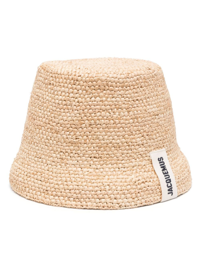 Shop Jacquemus Le Bob Raphia Bucket Hat In Neutrals