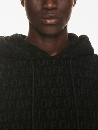 Shop Off-white Logo Bouclé Hoodie In Black