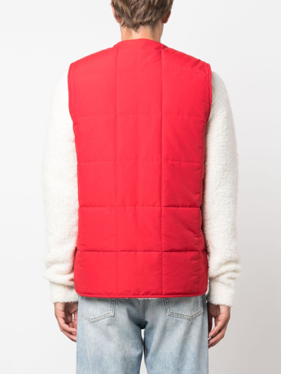 Shop Fursac Faux-fur Lining V-neck Gilet In Red