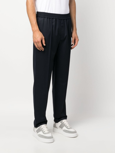 Shop Apc Elasticated-waist Wool Trousers In Blue