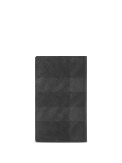 Shop Burberry Check-pattern Leather Wallet In Grey