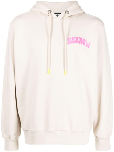 Shop Barrow Logo-print Cotton Hoodie In Neutrals