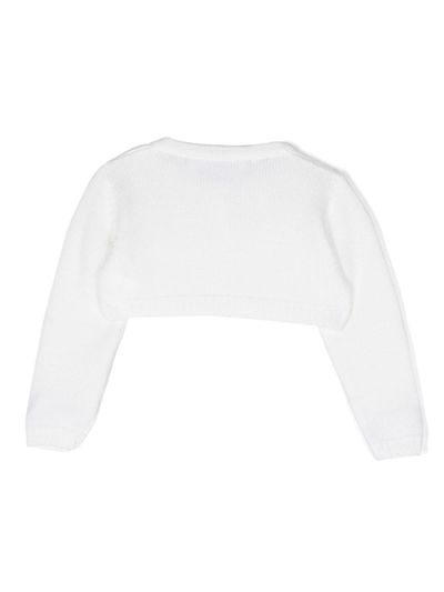 Shop Colorichiari Fine-knit Cropped Cardigan In White