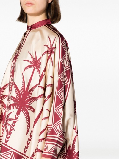 Shop La Doublej Palm Tree-print Silk Shirt In Neutrals