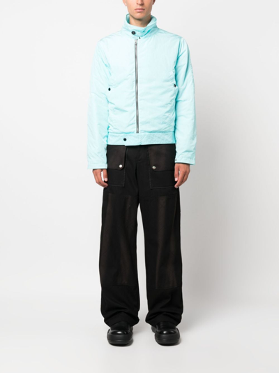Shop Fursac Zip-up Crinkled Padded Jacket In Blue