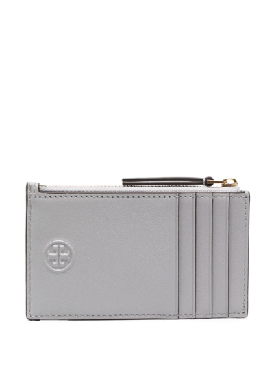 Tory Burch Diamond-quilted Leather Wallet In Grey