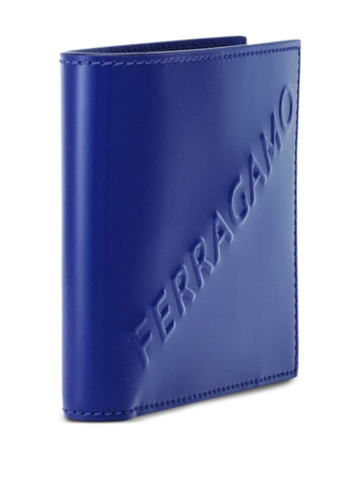 Ferragamo Logo-embossed Leather Wallet In Blue