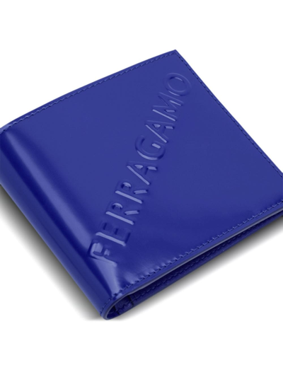 Ferragamo Logo-embossed Leather Wallet In Blue