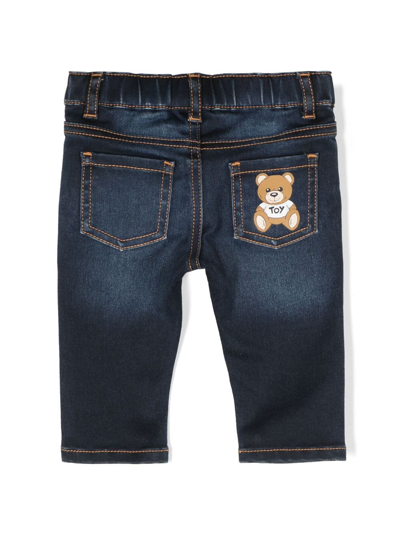 TEDDY BEAR 图案直筒牛仔裤