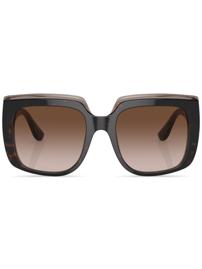 Shop Dolce & Gabbana Capri Square-frame Sunglasses In Brown