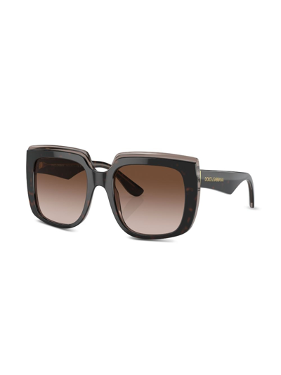 Shop Dolce & Gabbana Capri Square-frame Sunglasses In Brown