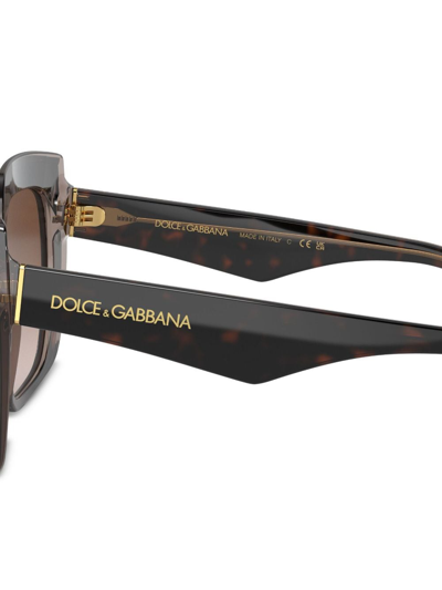 Shop Dolce & Gabbana Capri Square-frame Sunglasses In Brown