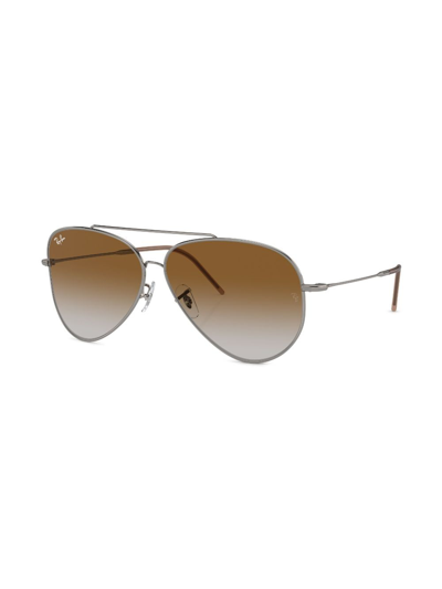 Shop Ray Ban Aviator Reverse Gradient-lens Sunglasses In 004/cb Gunmetal