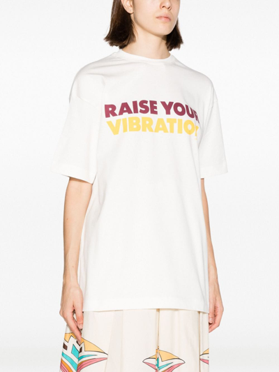 Shop La Doublej Raise Your Vibrations Cotton T-shirt In Neutrals
