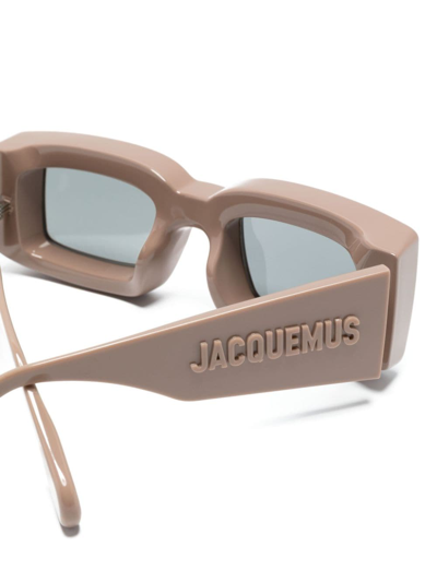 Shop Jacquemus Les Lunettes Tupi Square-frame Sunglasses In Brown