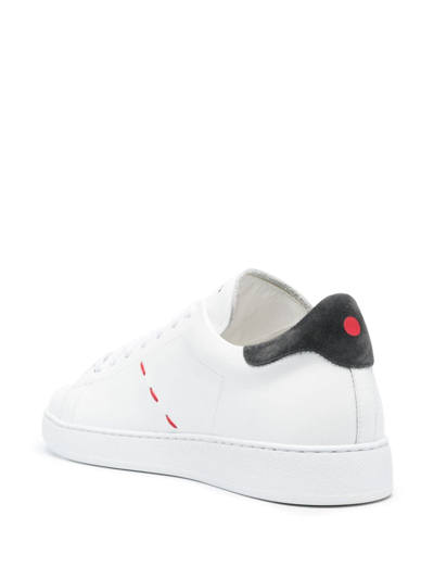 Shop Kiton Logo-embroidered Leather Sneakers In White